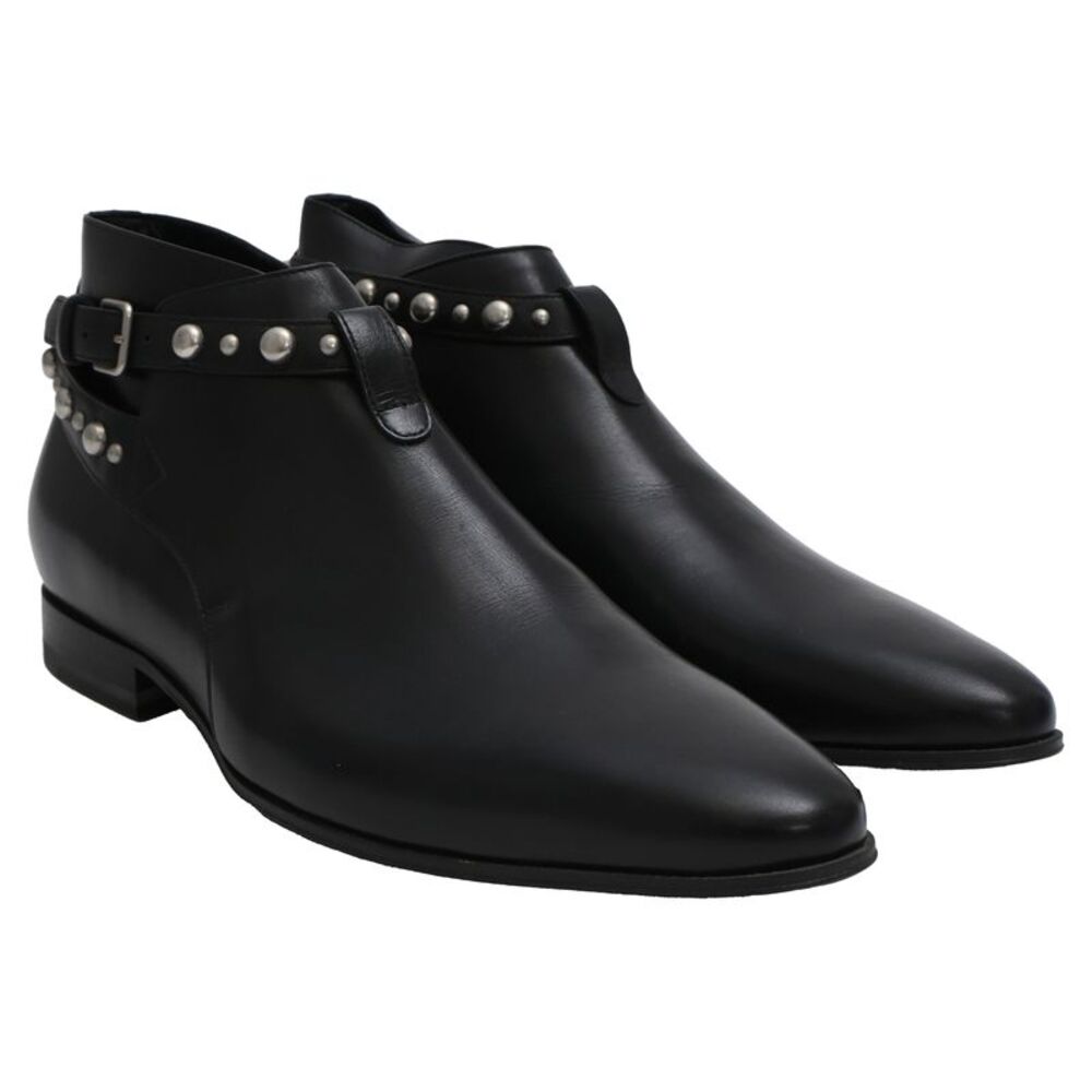 Saint Laurent Jodhpur Studded Ankle Boots in Black Leather - Picture 2 of 7